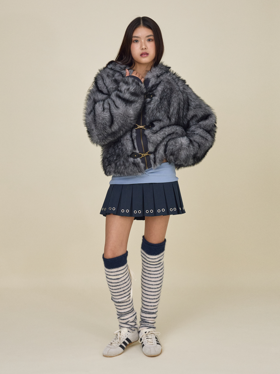 MUSINSA | GLOWNY MOOR REVERSIBLE FUR JACKET (CHARCOAL)