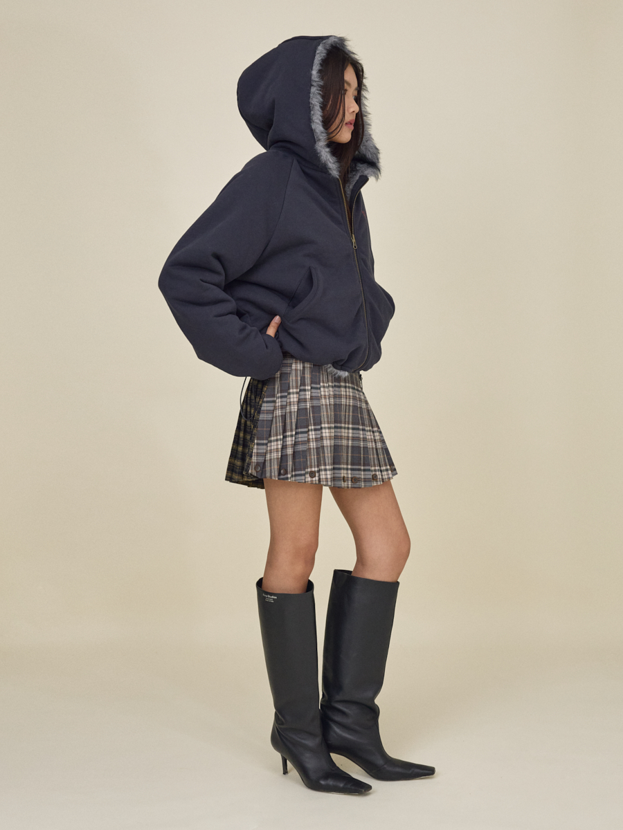 글로니(GLOWNY) MOOR REVERSIBLE FUR JACKET (CHARCOAL) - 사이즈