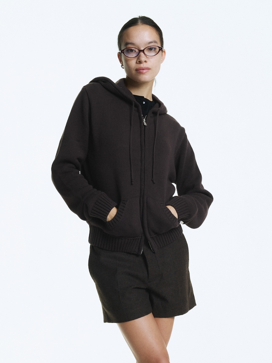 MUSINSA | GLOWNY G CLASSIC KNIT ZIP UP (BROWN)