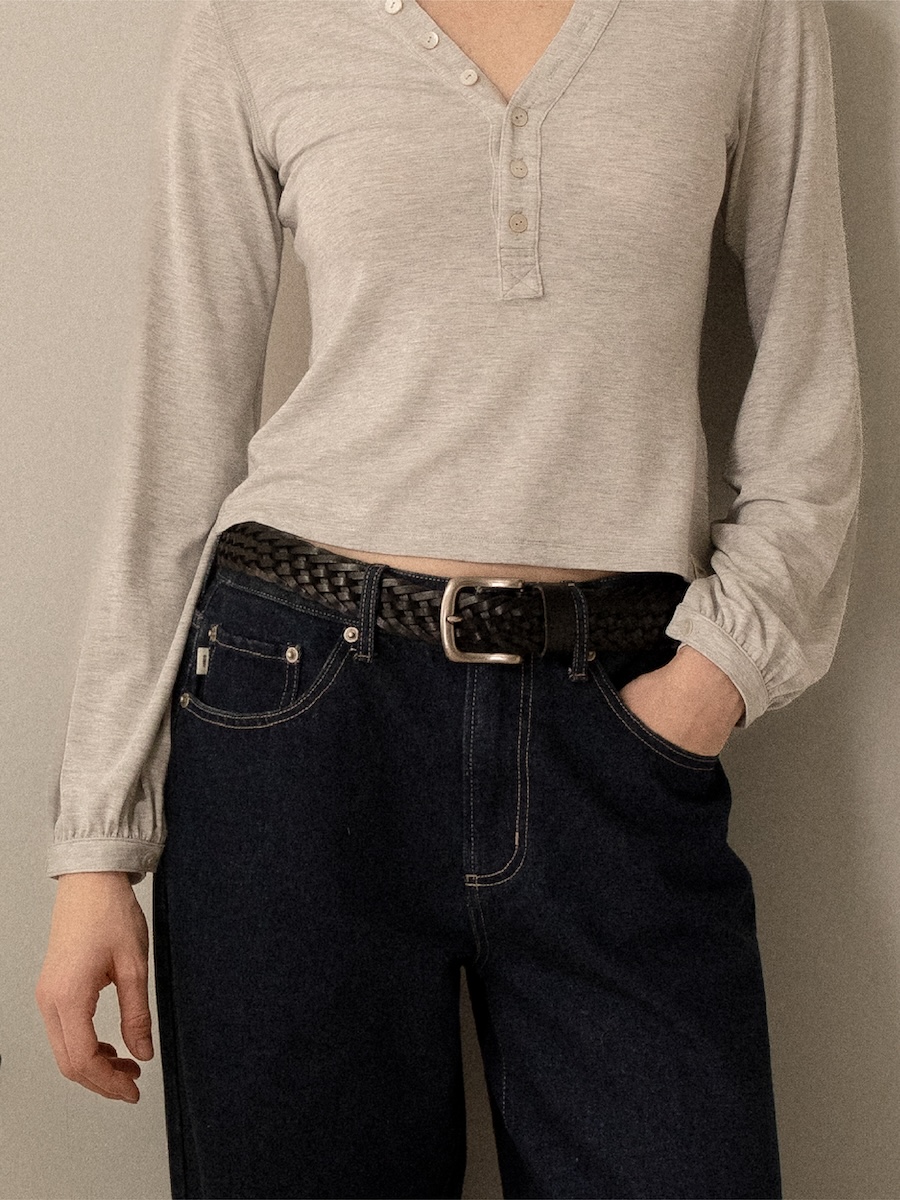MUSINSA | GLOWNY G CLASSIC BRAIDED BELT (BLACK)