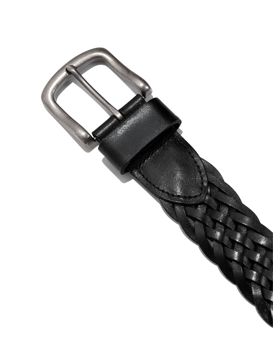 MUSINSA | GLOWNY G CLASSIC BRAIDED BELT (BLACK)